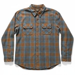 O'Neill Vintage Men's Blue and Brown Plaid Flannel Shirt